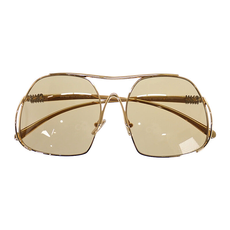 ミュウミュウ MIUMIU スクエア SMUA55 サングラス メタル ゴールド レディース【中古】【Aランク】