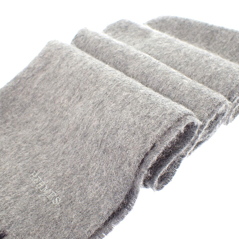 エルメス HERMES ユニ・ブロデ H393700T_04 マフラー カシミヤ グレー レディース メンズ ユニセックス【中古】【Aランク】