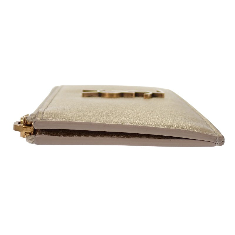 Saint Laurent Zipped Fragments Card Case 611558 Card Case Leather Gold Gold Hardware Women's [Used] [AB Rank]
