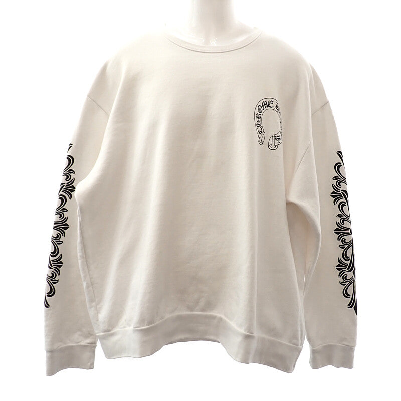 クロムハーツ CHROME HEARTS ホースシュー バックプリント XL スウェット コットン ホワイト メンズ【中古】【Bランク】