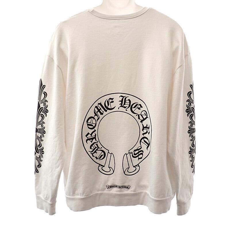 クロムハーツ CHROME HEARTS ホースシュー バックプリント XL スウェット コットン ホワイト メンズ【中古】【Bランク】