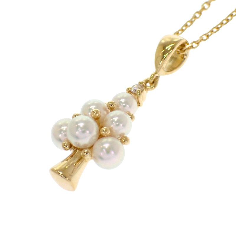 Mikimoto Tree Pendant Necklace K18 Yellow Gold Gold Ladies [Used] [A Rank]