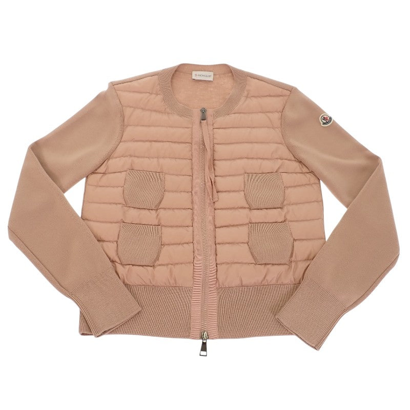 モンクレール MONCLER ダウン切替 ニットカーディガン CARDIGAN TRICOT XS F20939B51000 A9018 カーディガン ウール ナイロン ダウン90%/フェザー10％ ピンク レディース【中古】【ABランク】
