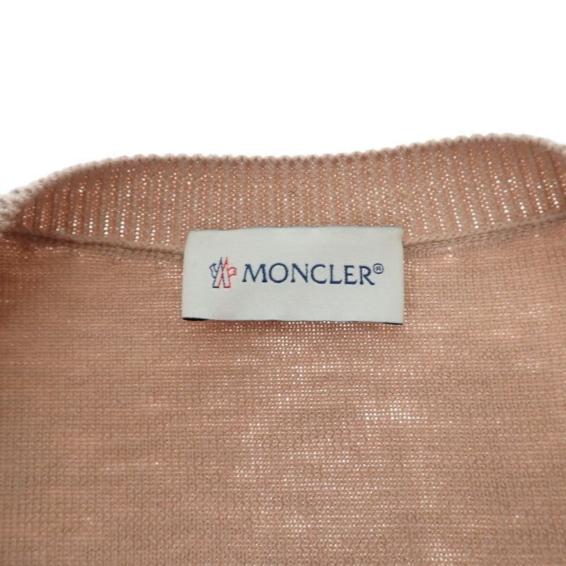 モンクレール MONCLER ダウン切替 ニットカーディガン CARDIGAN TRICOT XS F20939B51000 A9018 カーディガン ウール ナイロン ダウン90%/フェザー10％ ピンク レディース【中古】【ABランク】