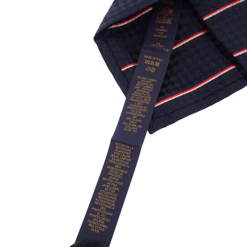 ルイヴィトン LOUIS VUITTON クラヴァット・エク M78755 ネクタイ シルク ネイビー レッド メンズ【中古】【Aランク】