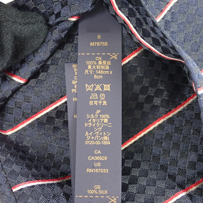 ルイヴィトン LOUIS VUITTON クラヴァット・エク M78755 ネクタイ シルク ネイビー レッド メンズ【中古】【Aランク】
