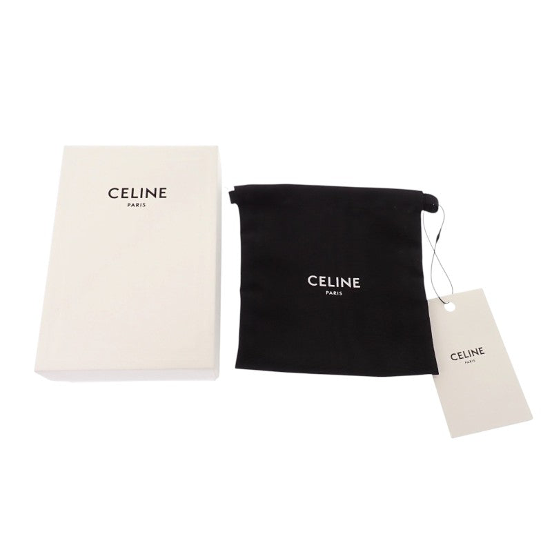 セリーヌ CELINE トリオンフフラップ付き ロングカードホルダー 10P073DPV.38NO コインケース カーフ ブラック ゴールド金具 レディース【中古】【Aランク】