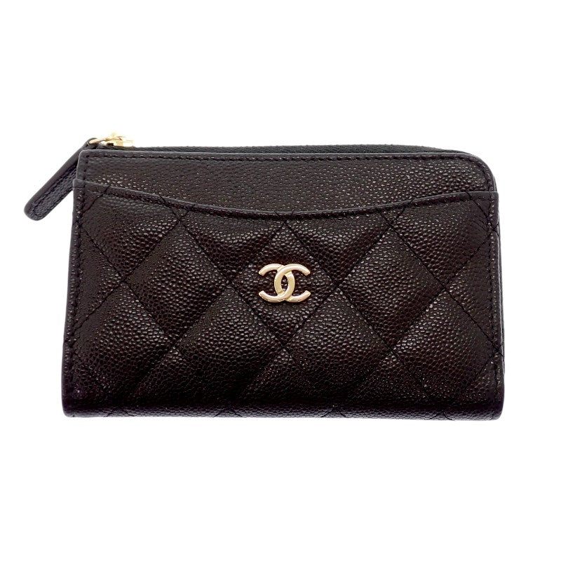 シャネル CHANEL クラシック ジップ AP3179 B10583 C3906 カードケース キャビアスキン ブラック ゴールド金具 レディース【中古】【Aランク】