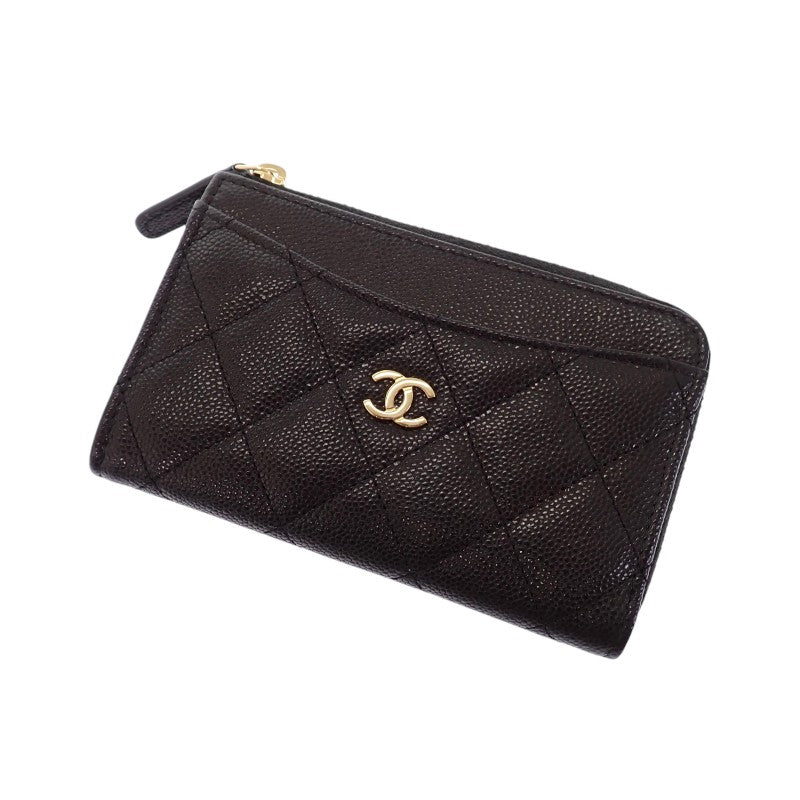 シャネル CHANEL クラシック ジップ AP3179 B10583 C3906 カードケース キャビアスキン ブラック ゴールド金具 レディース【中古】【Aランク】