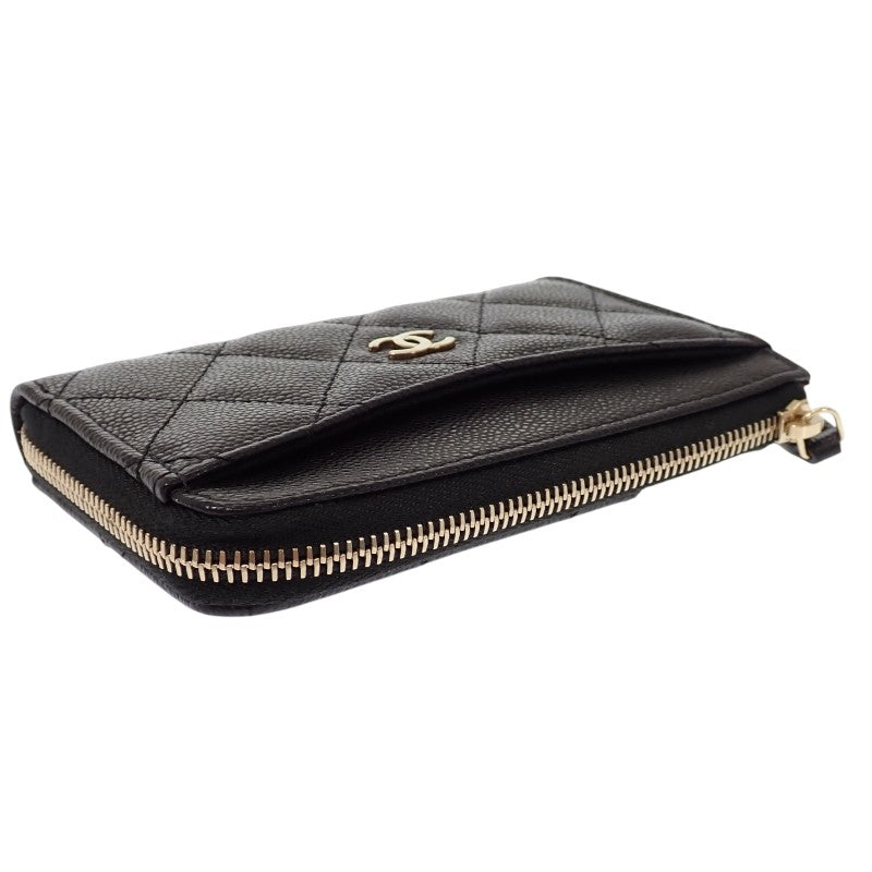 シャネル CHANEL クラシック ジップ AP3179 B10583 C3906 カードケース キャビアスキン ブラック ゴールド金具 レディース【中古】【Aランク】