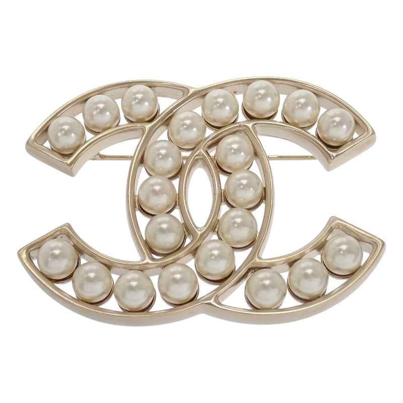 シャネル CHANEL ココマーク パールブローチ A64978 B14357 ブローチ メタル フェイクパール ゴールド ホワイト ゴールド金具 レディース【中古】【Aランク】