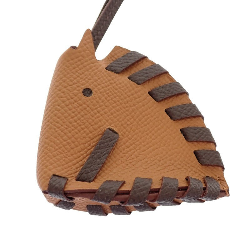 エルメス HERMES シュヴァル トレッセ バッグチャーム ヴォーエプソン ショコラ ブラウン レディース メンズ【中古】【Aランク】