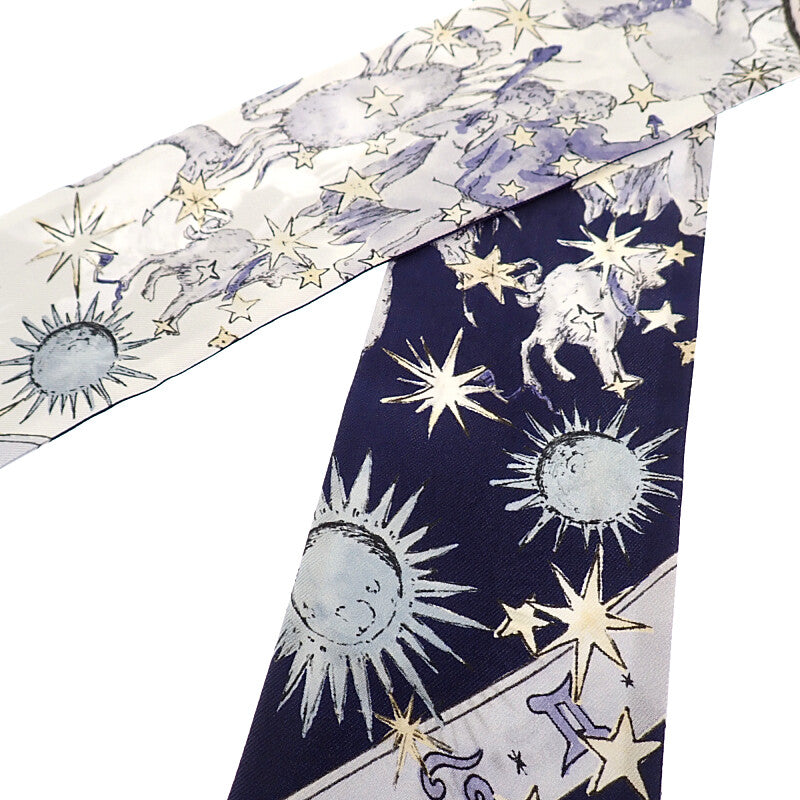 ディオール Dior ミッツァ Night of Dreams 55NOD108I609 スカーフ シルク ホワイト ネイビー レディース【中古】【Aランク】