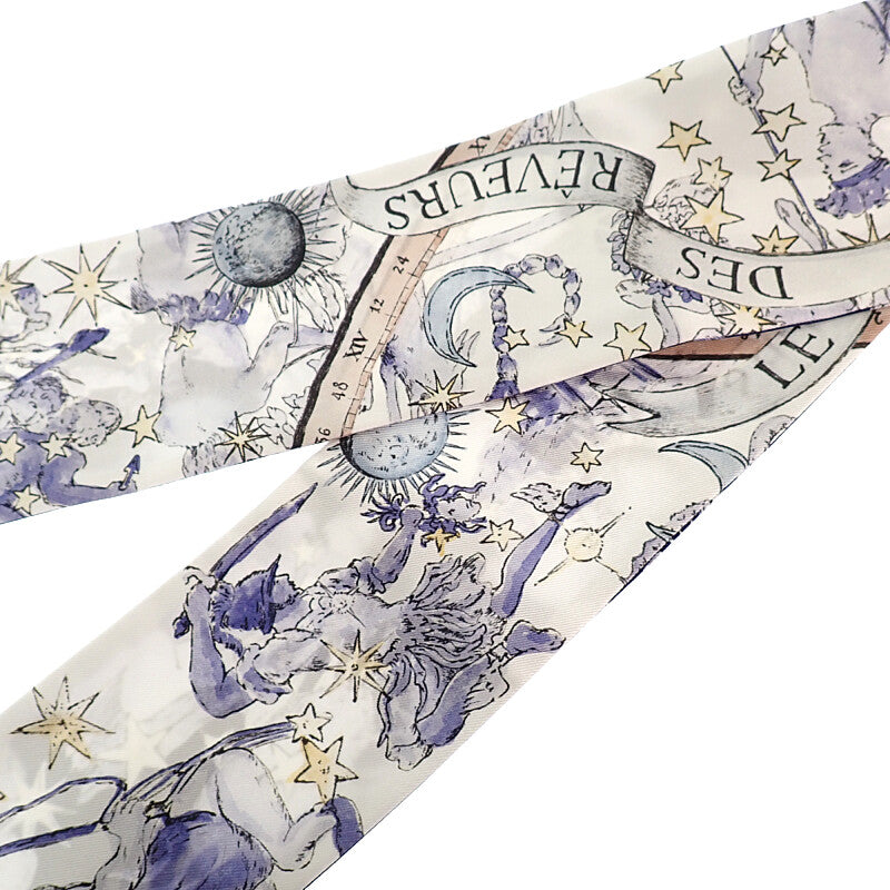 ディオール Dior ミッツァ Night of Dreams 55NOD108I609 スカーフ シルク ホワイト ネイビー レディース【中古】【Aランク】