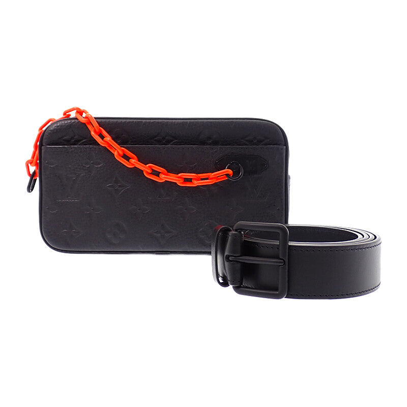 ルイヴィトン LOUIS VUITTON ポシェット ヴォルガ M53550 モノグラム ボディバッグ レザー トリヨン ブラック オレンジ ブラック金具 メンズ レディース【中古】【ABランク】