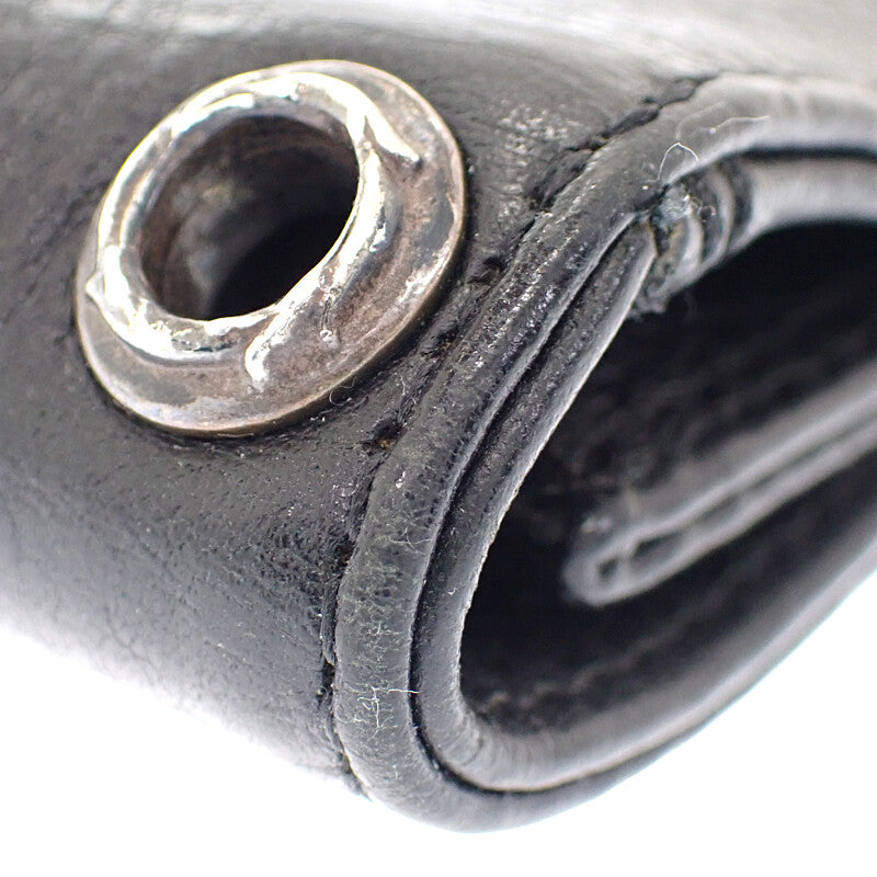 クロムハーツ CHROME HEARTS 1ジップ クロスボールボタン レザーウォレット 二つ折り財布 レザー ブラック メンズ【中古】【ABランク】