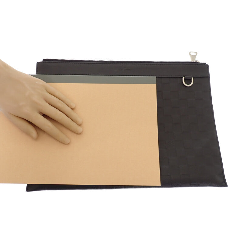 ルイヴィトン LOUIS VUITTON ポシェット ディスカバリー N60112 クラッチバッグ ダミエ・アンフィニ ブラック シルバー金具 メンズ【中古】【ABランク】