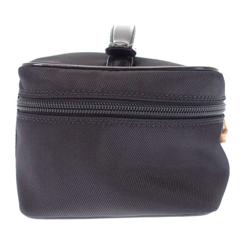 グッチ GUCCI バンブーバニティ 032_1956_0150 ハンドバッグ ナイロン カーフ ブラック シルバー金具 メンズ レディース【中古】【ABランク】