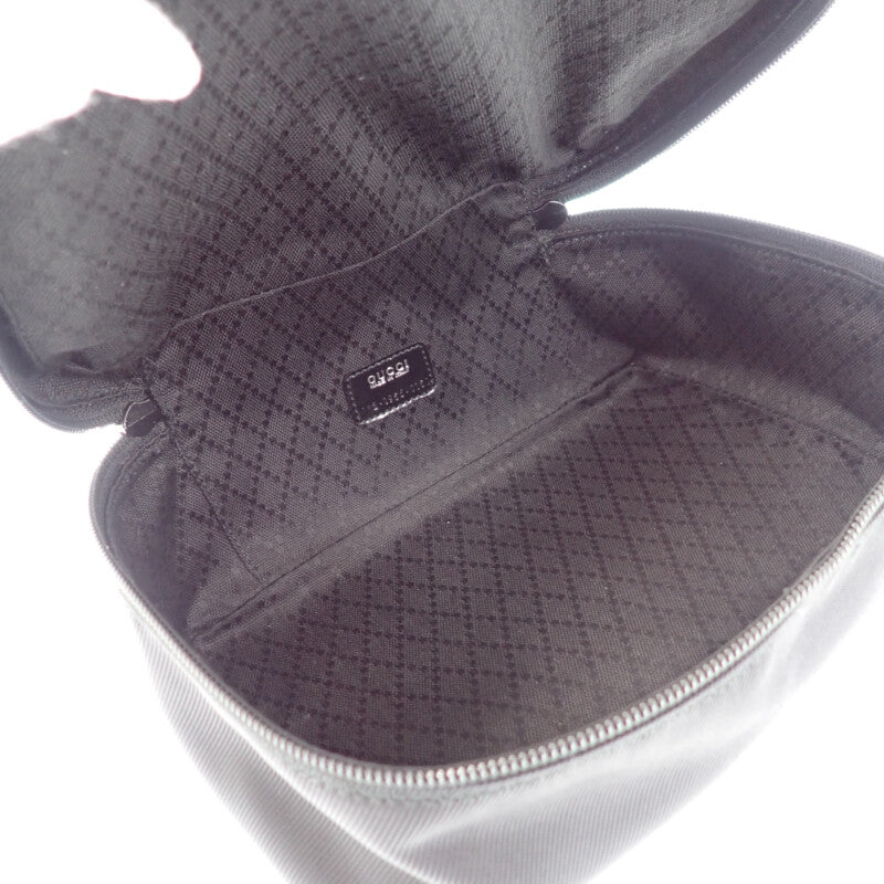 グッチ GUCCI バンブーバニティ 032_1956_0150 ハンドバッグ ナイロン カーフ ブラック シルバー金具 メンズ レディース【中古】【ABランク】