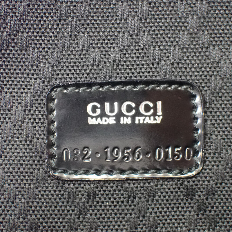 グッチ GUCCI バンブーバニティ 032_1956_0150 ハンドバッグ ナイロン カーフ ブラック シルバー金具 メンズ レディース【中古】【ABランク】