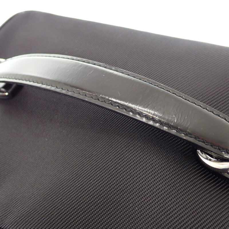 グッチ GUCCI バンブーバニティ 032_1956_0150 ハンドバッグ ナイロン カーフ ブラック シルバー金具 メンズ レディース【中古】【ABランク】