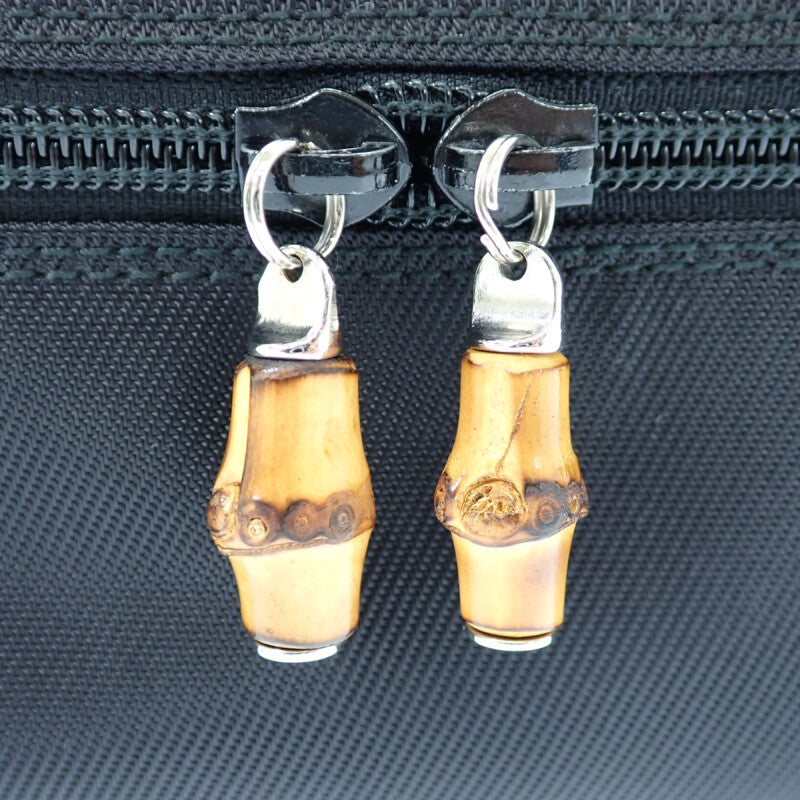 グッチ GUCCI バンブーバニティ 032_1956_0150 ハンドバッグ ナイロン カーフ ブラック シルバー金具 メンズ レディース【中古】【ABランク】