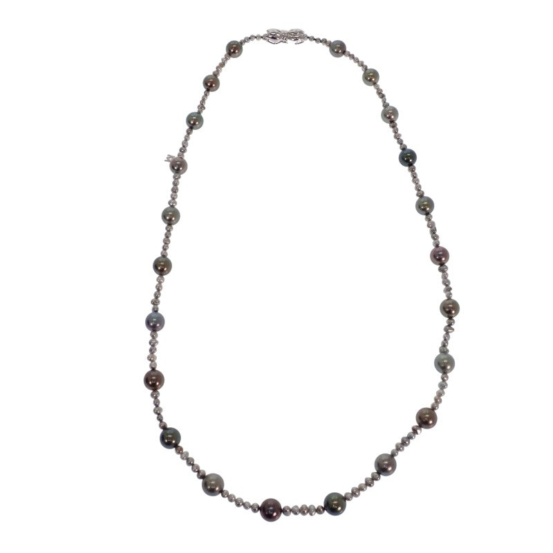 ミキモト MIKIMOTO 黒蝶パール ネックレス K18ホワイトゴールド レディース【中古】【Aランク】