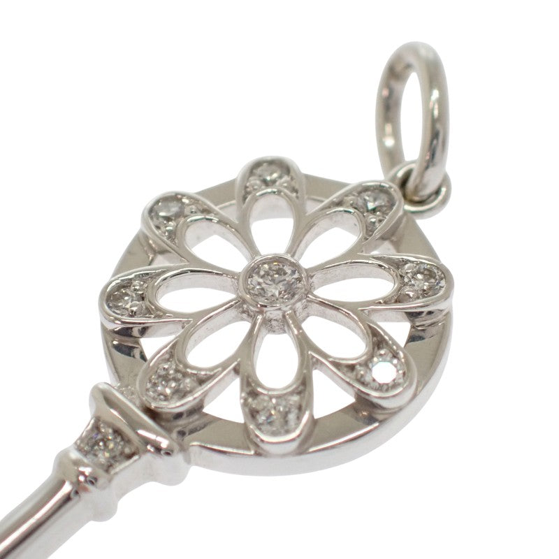 TIFFANY&Co. Floral Key Diamond Pendant Top K18 White Gold Diamond Ladies [Used] [A Rank]