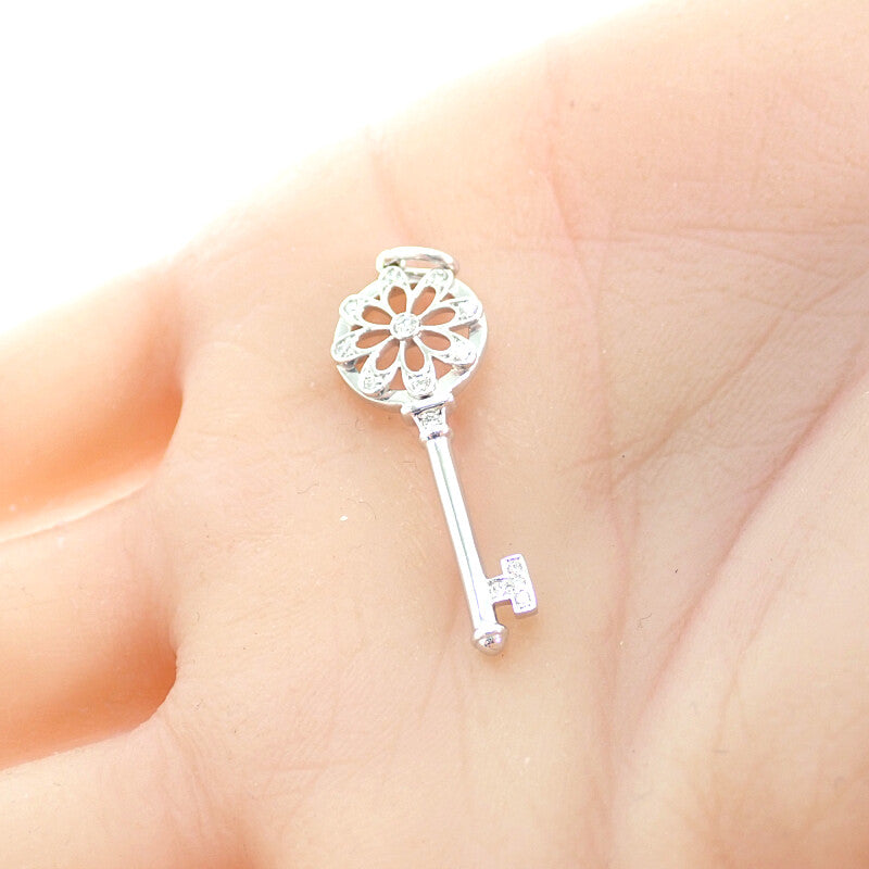 TIFFANY&Co. Floral Key Diamond Pendant Top K18 White Gold Diamond Ladies [Used] [A Rank]