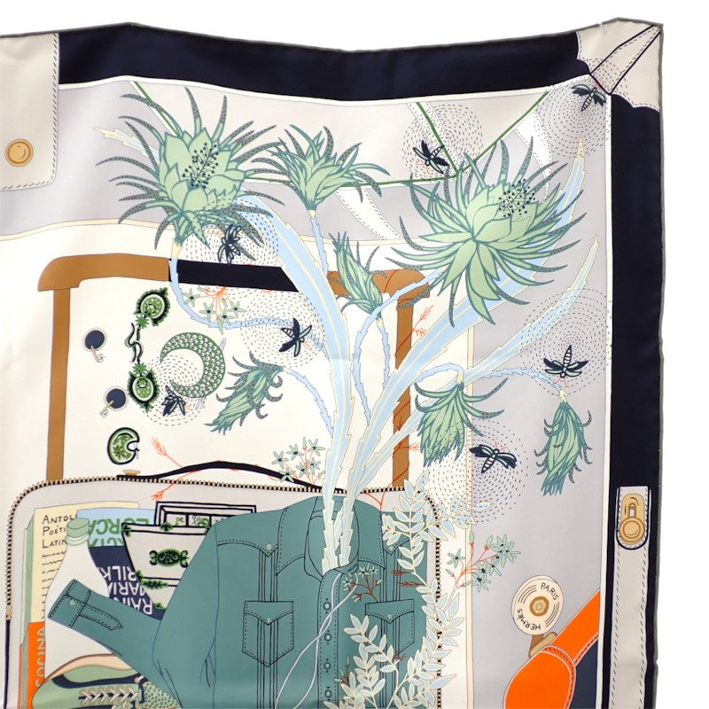エルメス HERMES カレ90 Bagage a Main H004119S_01 スカーフ シルク グリ・クレール ヴェール レディース【中古】【Aランク】