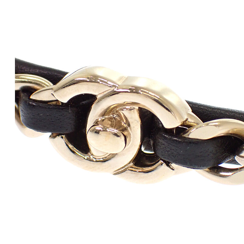 シャネル CHANEL ココマークカチューシャ AB6143 ヘアアクセサリー レザー ブラック ゴールド金具 レディース【中古】【ABランク】