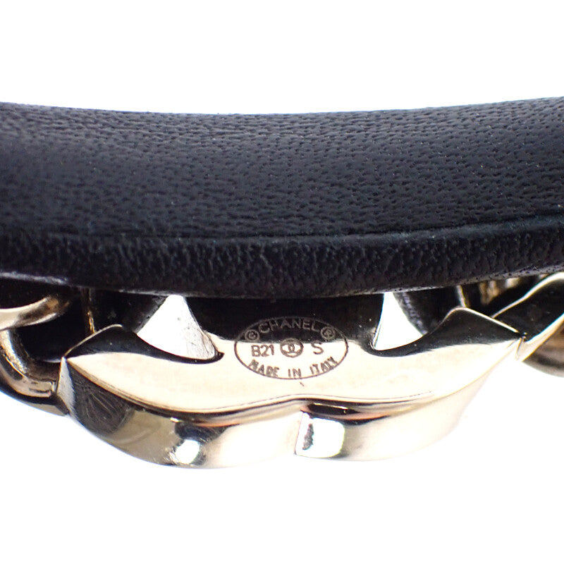 シャネル CHANEL ココマークカチューシャ AB6143 ヘアアクセサリー レザー ブラック ゴールド金具 レディース【中古】【ABランク】