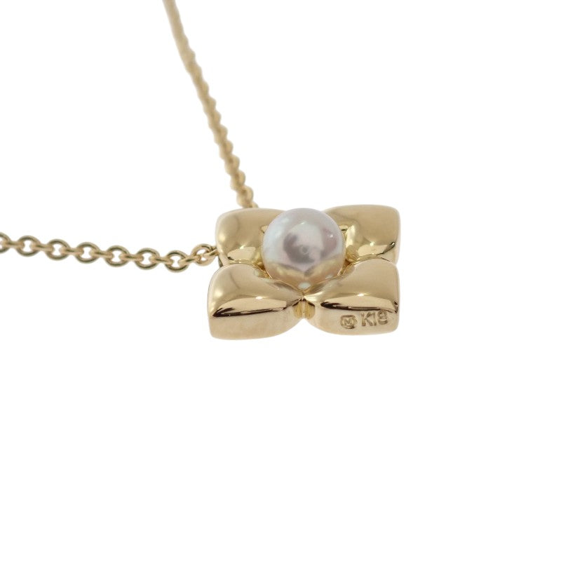 ミキモト MIKIMOTO 1粒パール ペンダント ネックレス K18イエロー