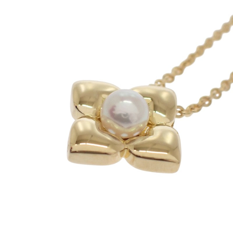 ミキモト MIKIMOTO 1粒パール ペンダント ネックレス K18イエロー
