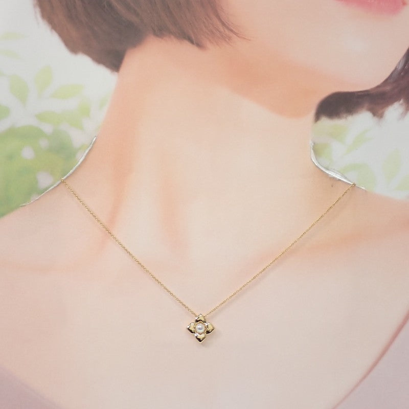 ミキモト MIKIMOTO 1粒パール ペンダント ネックレス K18イエロー