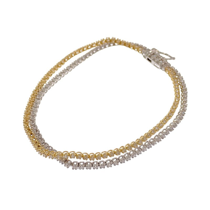 Design Jewelry Double Strand Bracelet K18 White Gold K18 Yellow Gold Diamond Women's Men's [Used] [A Rank]