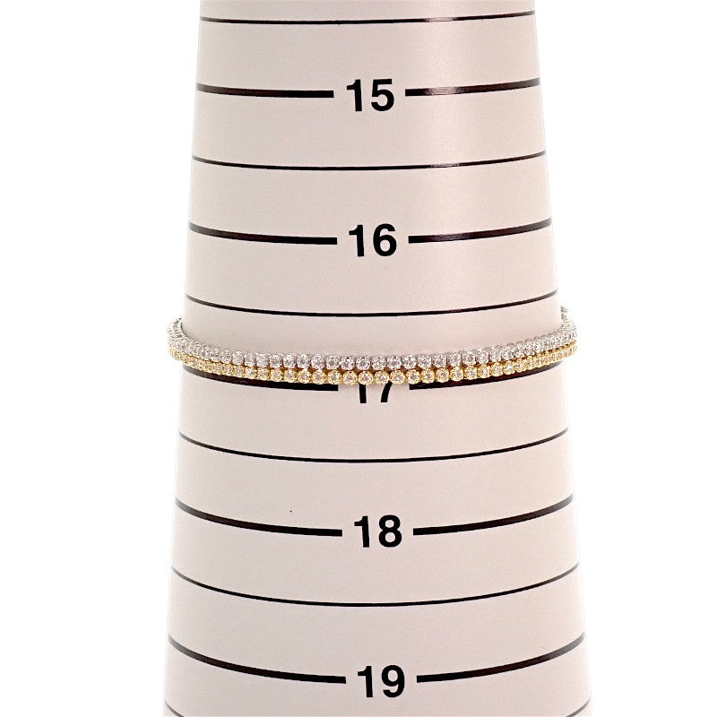 Design Jewelry Double Strand Bracelet K18 White Gold K18 Yellow Gold Diamond Women's Men's [Used] [A Rank]