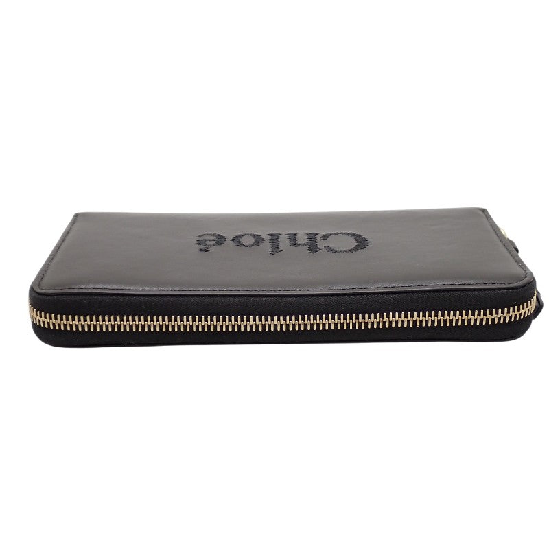 Chloe Long Zip Wallet CHC23AP970I10001 Calf Black Gold Hardware Women's Bi-fold Wallet [Used] [AB Rank]