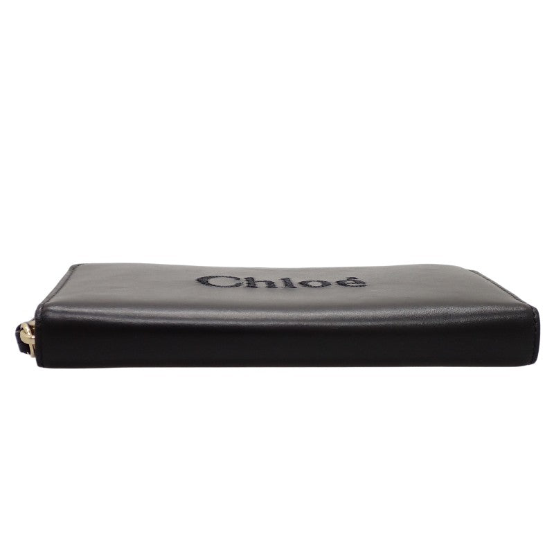 Chloe Long Zip Wallet CHC23AP970I10001 Calf Black Gold Hardware Women's Bi-fold Wallet [Used] [AB Rank]