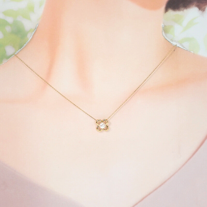 TASAKI Flower Motif Pearl Necklace K18 Yellow Gold Gold Ladies [Used] [A Rank]