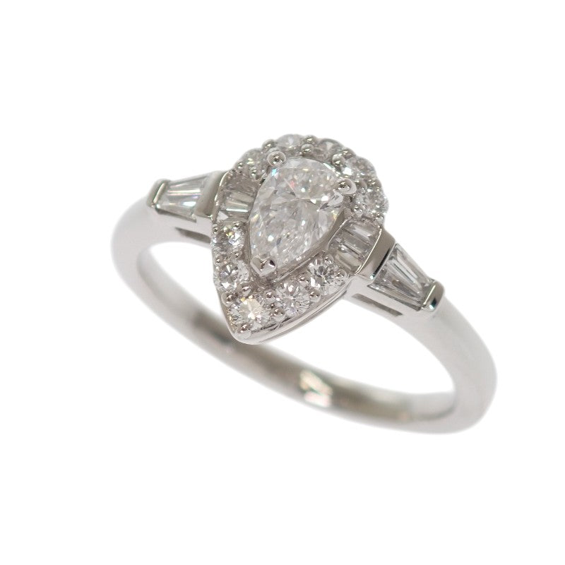 Design Jewelry Pear Shape 12.5 Ring Pt950 Platinum Diamond Ladies [Used] [A Rank]