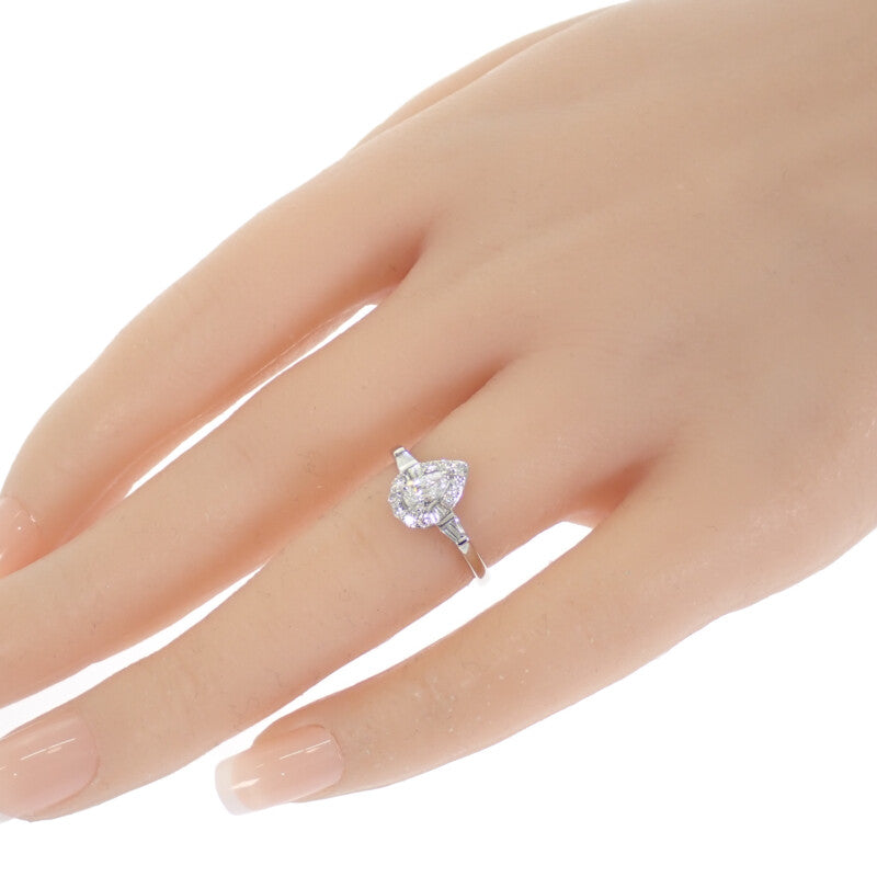 Design Jewelry Pear Shape 12.5 Ring Pt950 Platinum Diamond Ladies [Used] [A Rank]
