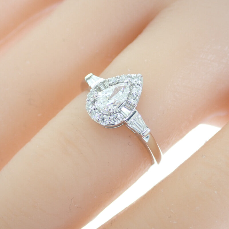 Design Jewelry Pear Shape 12.5 Ring Pt950 Platinum Diamond Ladies [Used] [A Rank]