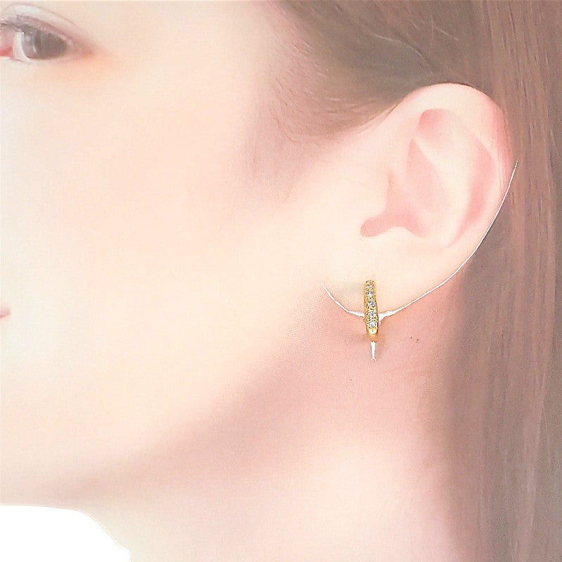 [Under negotiation/Orders not accepted from unauthorized parties] Designed Jewelry Hoop Earrings K18 Yellow Gold Diamond Ladies [Used] [A Rank]