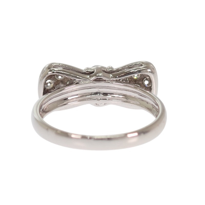 Designer Jewelry Ribbon 11.5 Ring K18 White Gold Ruby Diamond Ladies [Used] [A Rank]