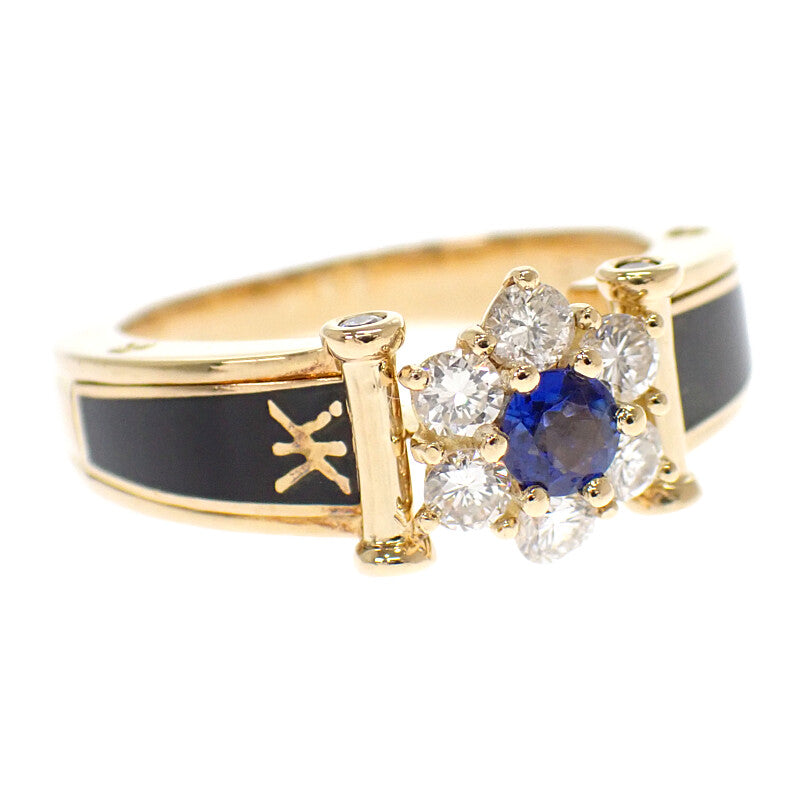 KORLOFF 七宝焼き K18 サファイア ダイヤモンド 10.5号 リング K18イエローゴールド ダイヤモンド サファイア レディース【中古】【Aランク】