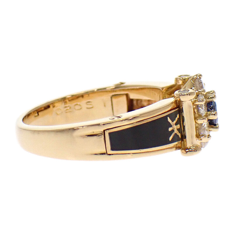 KORLOFF 七宝焼き K18 サファイア ダイヤモンド 10.5号 リング K18イエローゴールド ダイヤモンド サファイア レディース【中古】【Aランク】