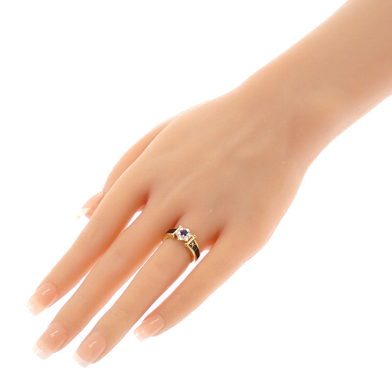 KORLOFF 七宝焼き K18 サファイア ダイヤモンド 10.5号 リング K18イエローゴールド ダイヤモンド サファイア レディース【中古】【Aランク】