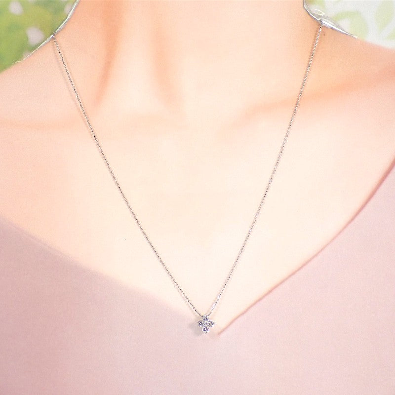デザインジュエリー クローバー ネックレス Pt850プラチナ Pt900プラチナ ダイヤモンド レディース【中古】【Aランク】