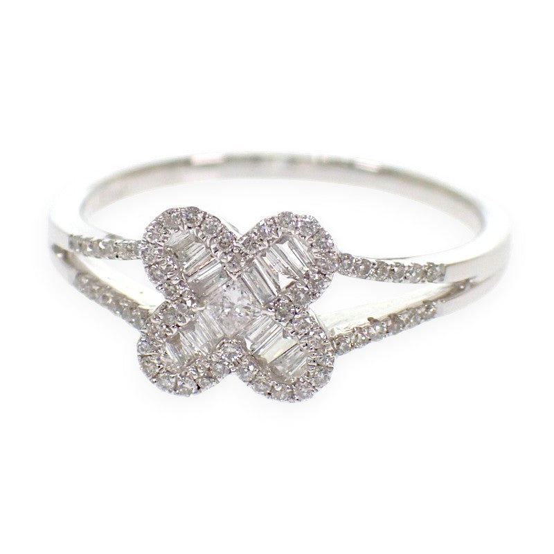 デザインジュエリー クローバー 15号 リング K18ホワイトゴールド ダイヤモンド レディース【中古】【Aランク】